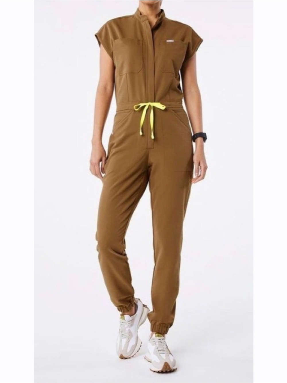FIGS Rafaela Earth Brown Scrub Jumpsuit Sleeveless Utility Jogger Women’s XS